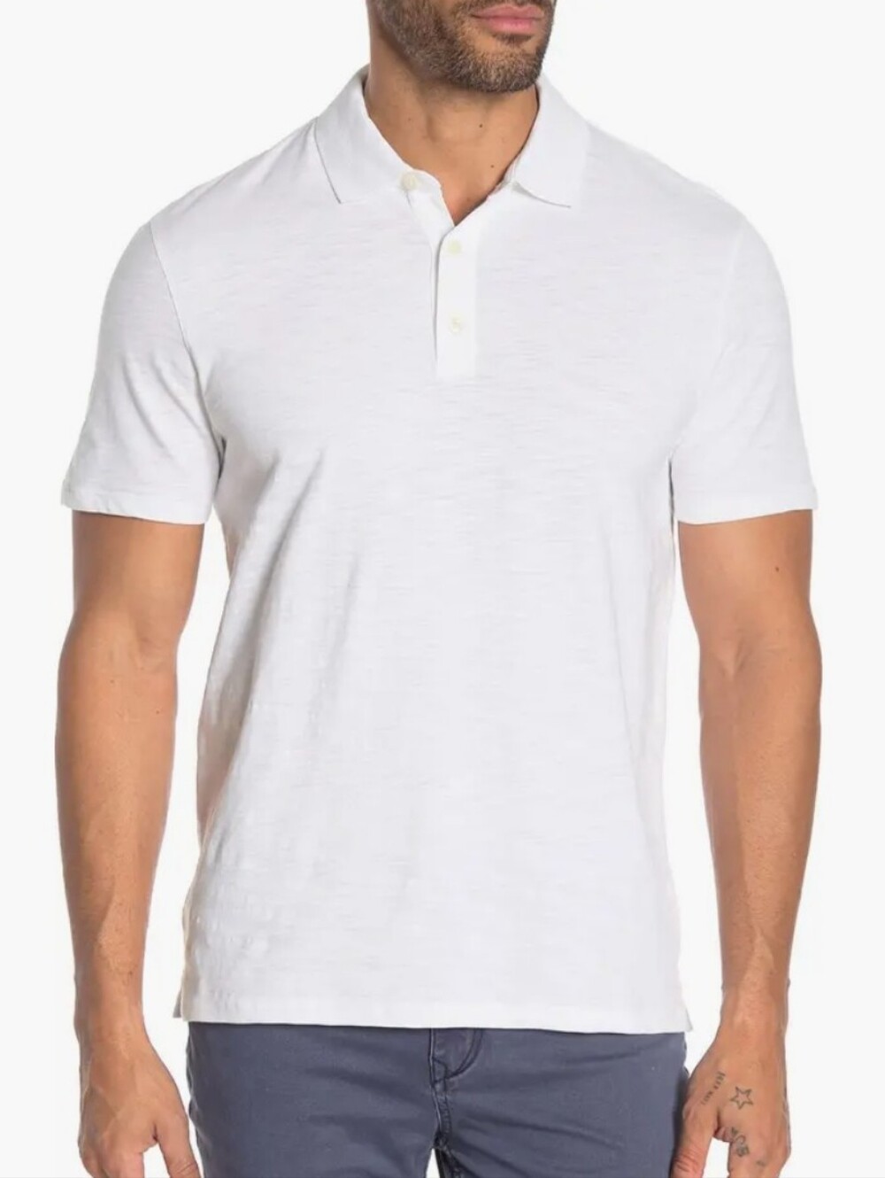 Vince Short Sleeve White 100% Cotton Polo Shirt Size Large